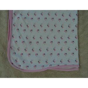 Rene Rofe Baby Blanket Floral Flower Polka Dot Print Pink White Green Purple